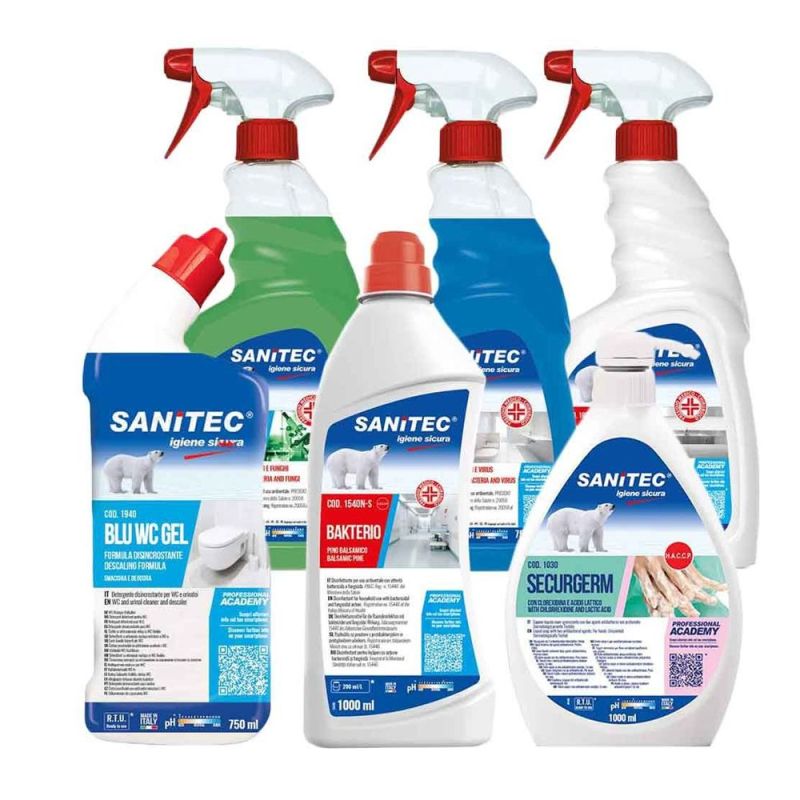 SANITEC KIT DISINFETTANTE E PULIZIA 6 PRODOTTI